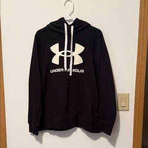 Under Armour Black Hoodie with White Logo and Drawstrings